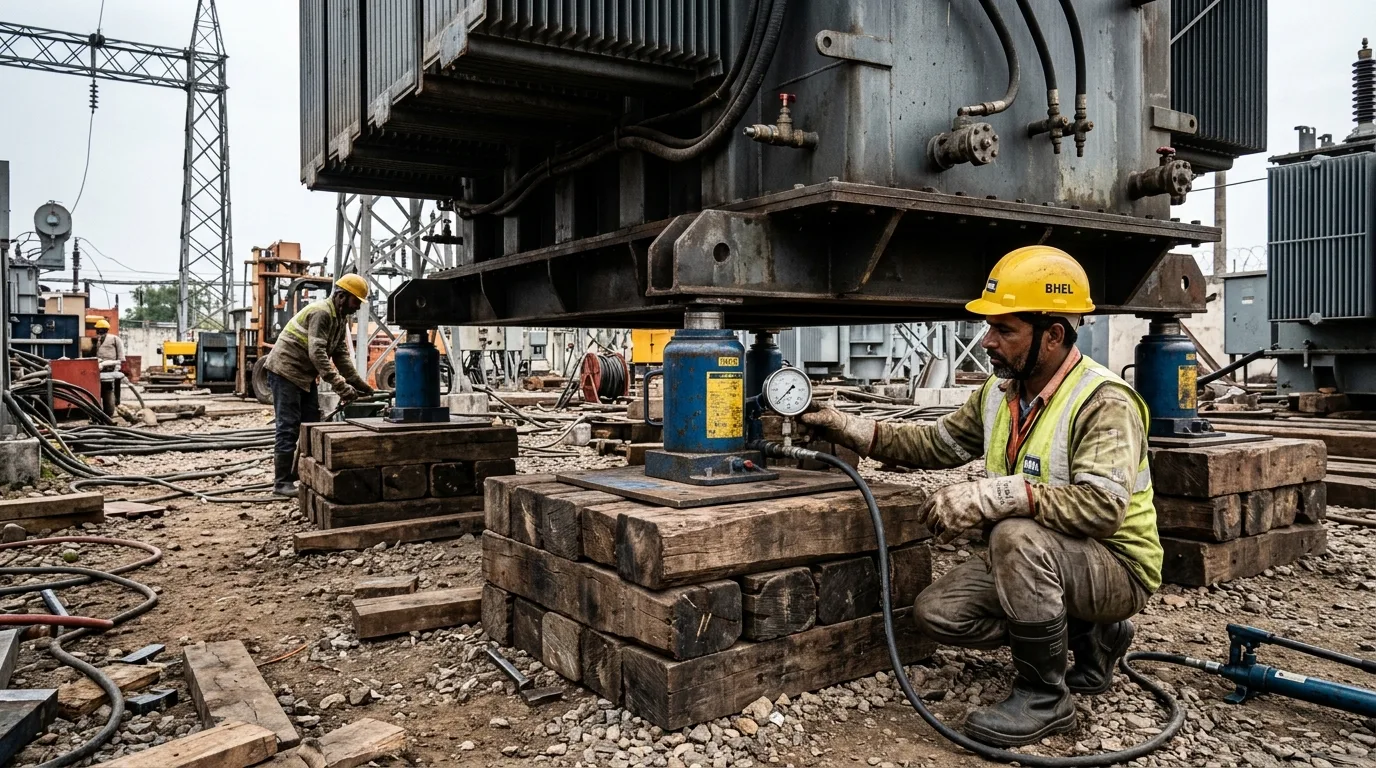 Heavy Hydraulic Jacking on Hardwood Timber Cribbing